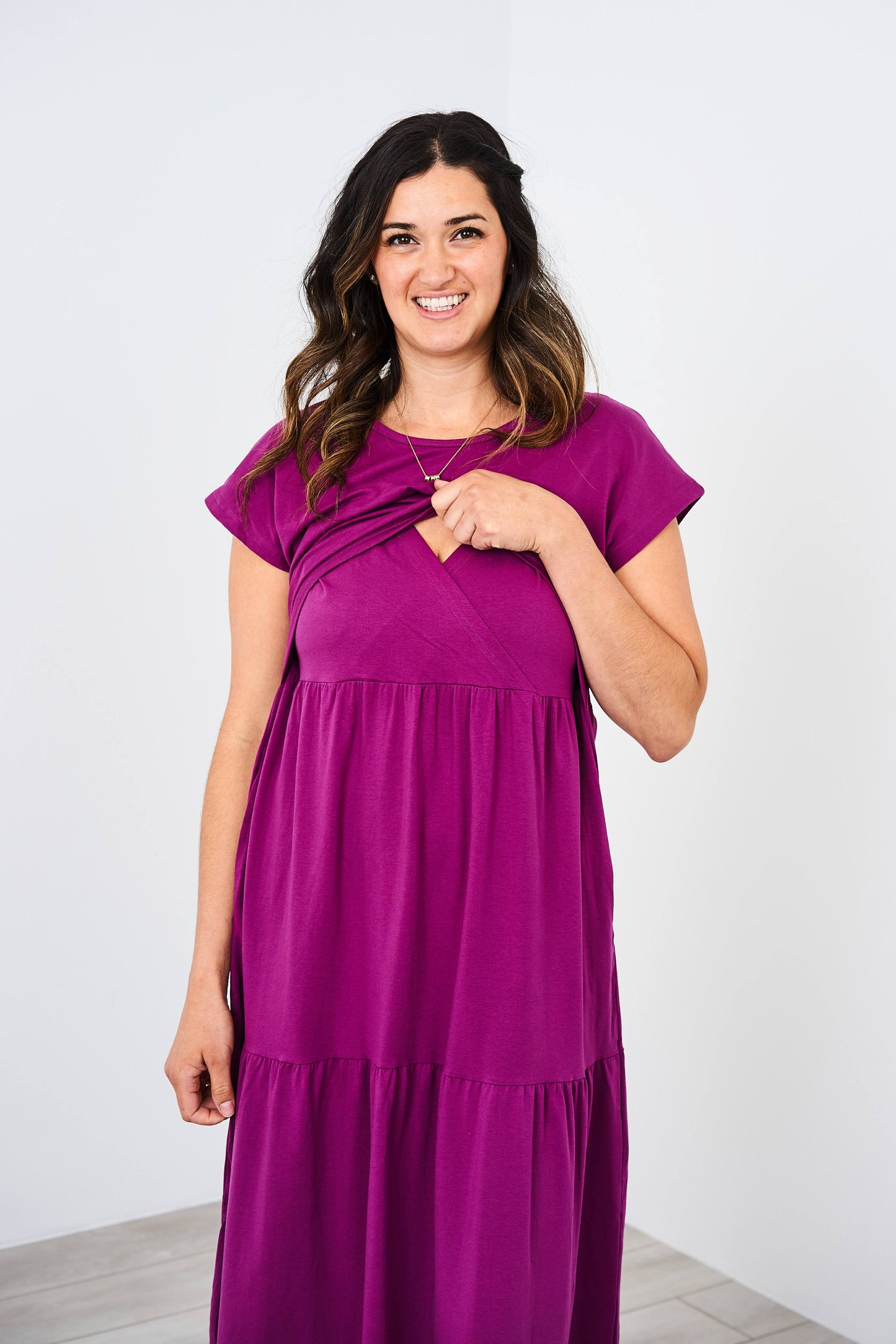 Latched Mama Cotton Tiered T-Shirt Maxi Dress - Last Chance