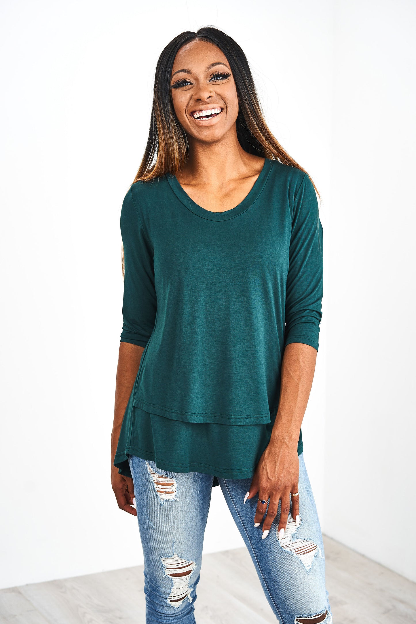 Latched Mama 3/4 Sleeve Scoop Neck Nursing Top 2.0