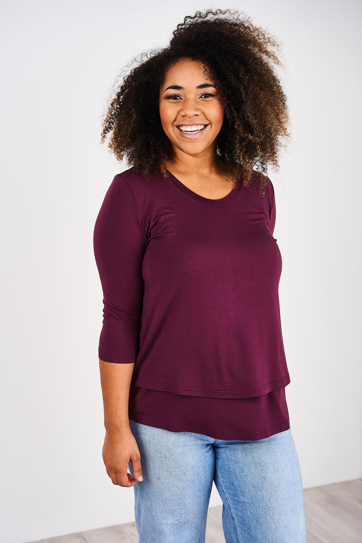 Latched Mama 3/4 Sleeve Scoop Neck Nursing Top 2.0