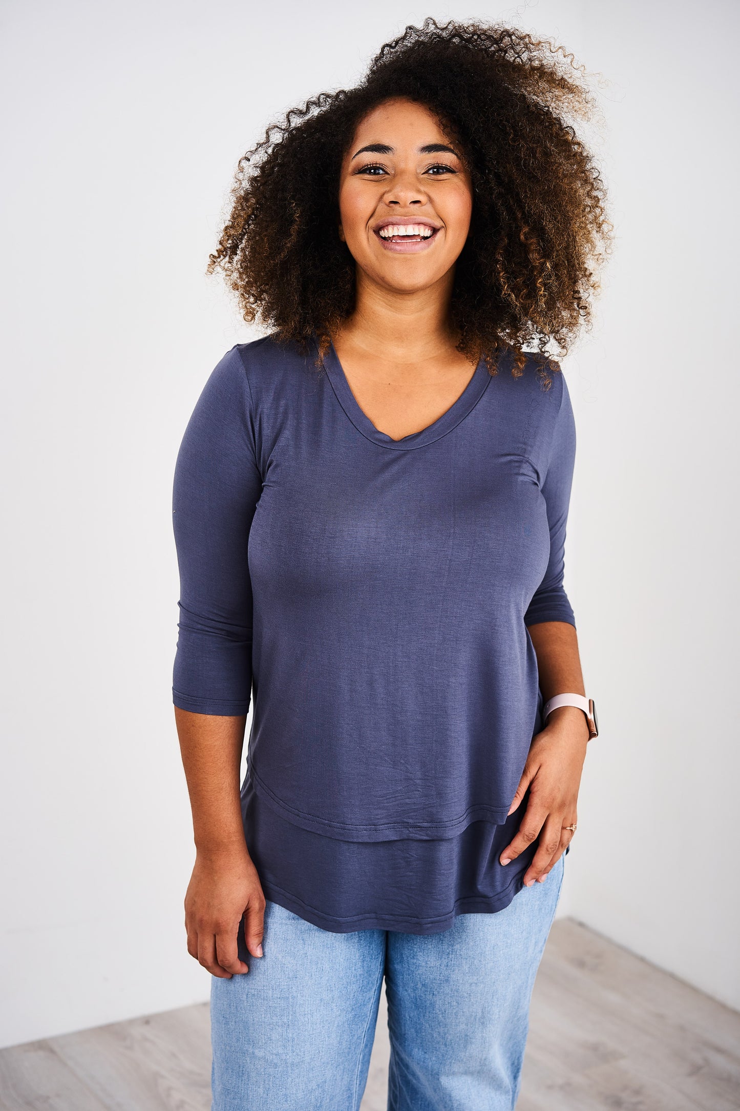 Latched Mama 3/4 Sleeve Scoop Neck Nursing Top 2.0