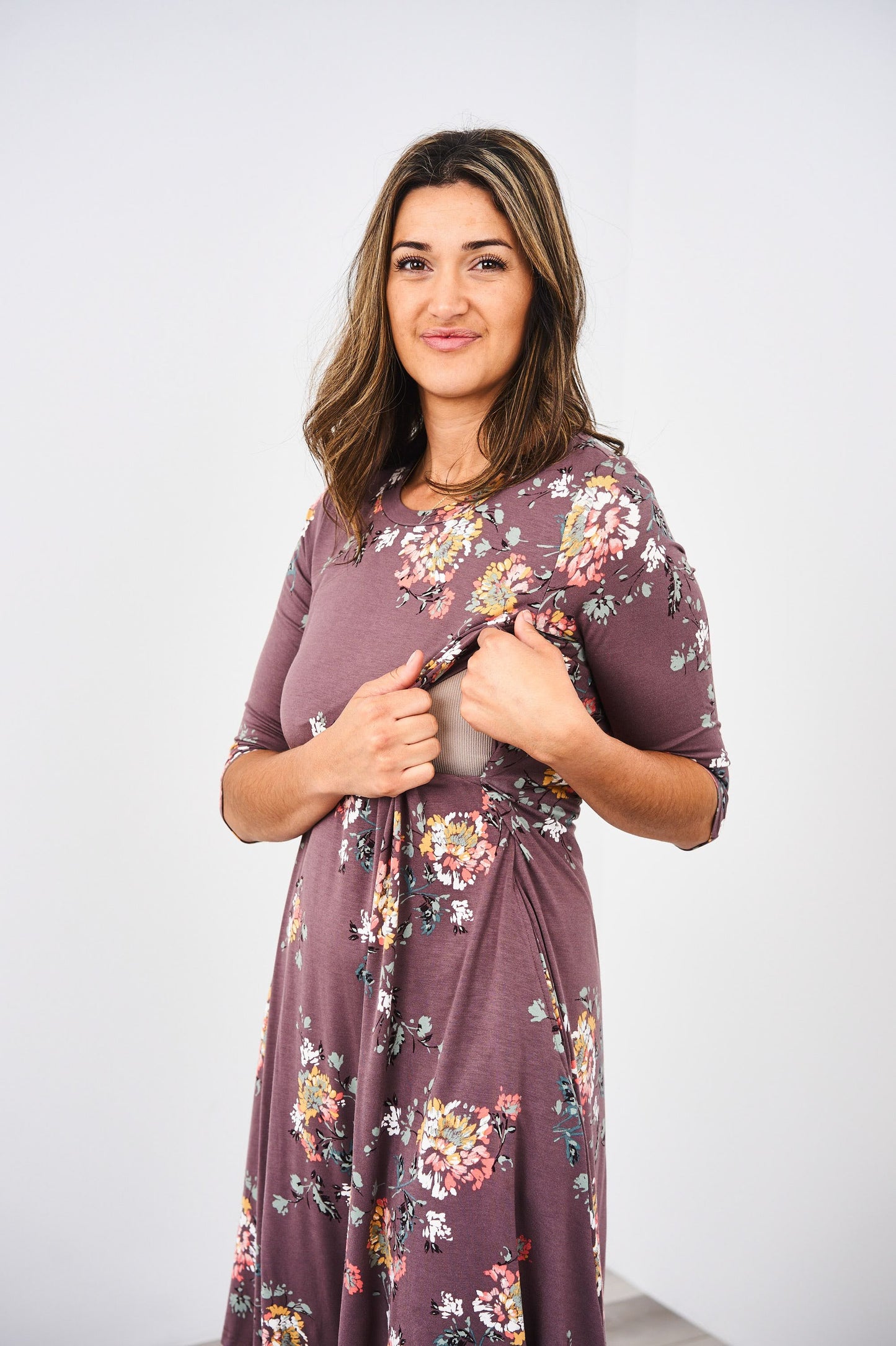 Latched Mama 3/4 Sleeve Swing Nursing Dress