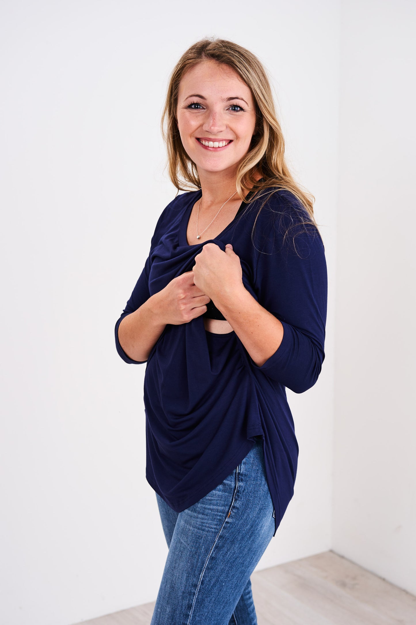 Latched Mama 3/4 Sleeve Scoop Neck Nursing Top 2.0