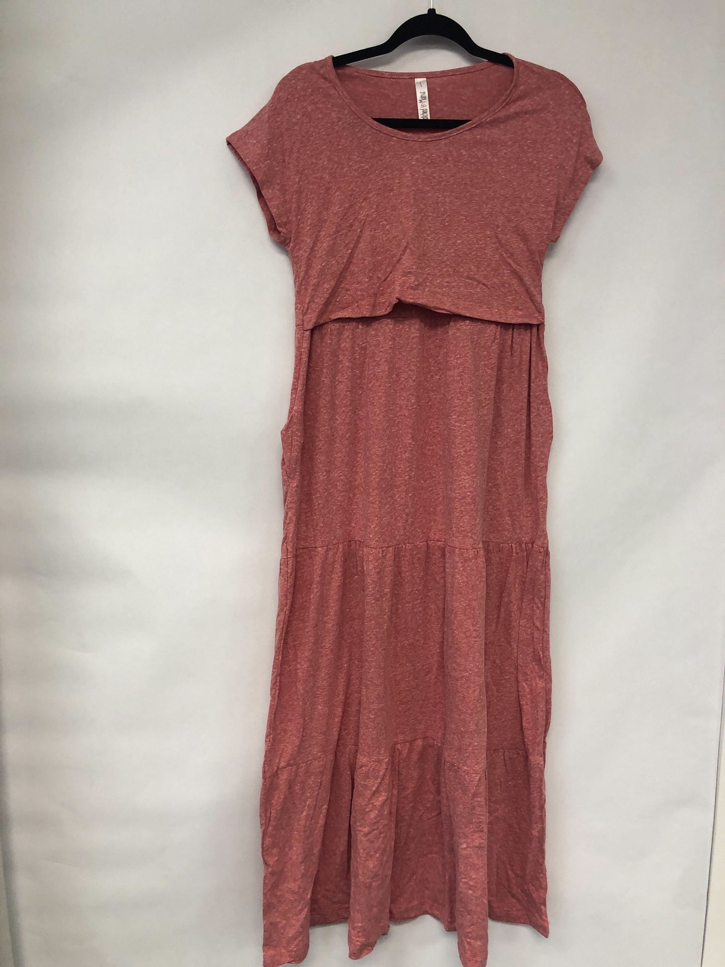 Outlet 6055 - Latched Mama Tiered T-Shirt Maxi Dress - Light Rouge - Small