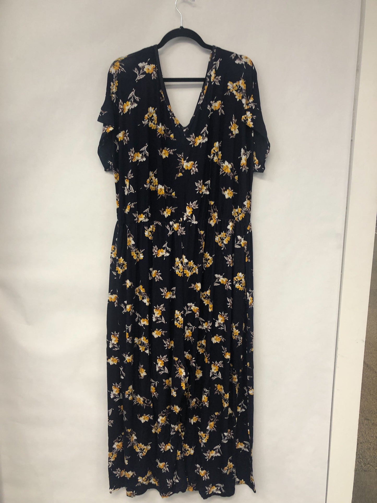 Outlet 6298 - Latched Mama V-Neck Nursing Jumpsuit - Canary Blooms - 3X