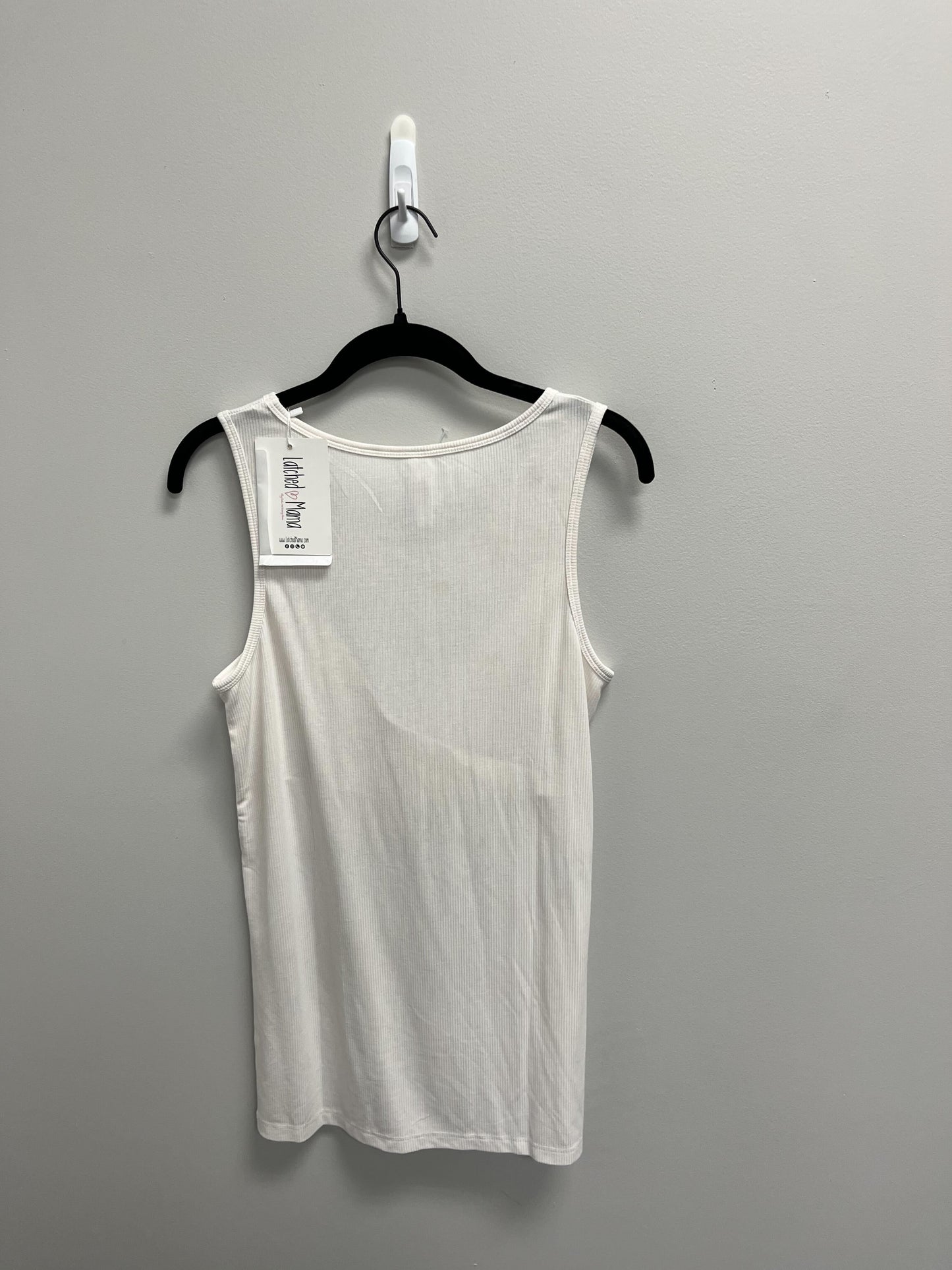 Outlet 4196 - Latched Mama Ribbed Nursing Tank - White - Medium