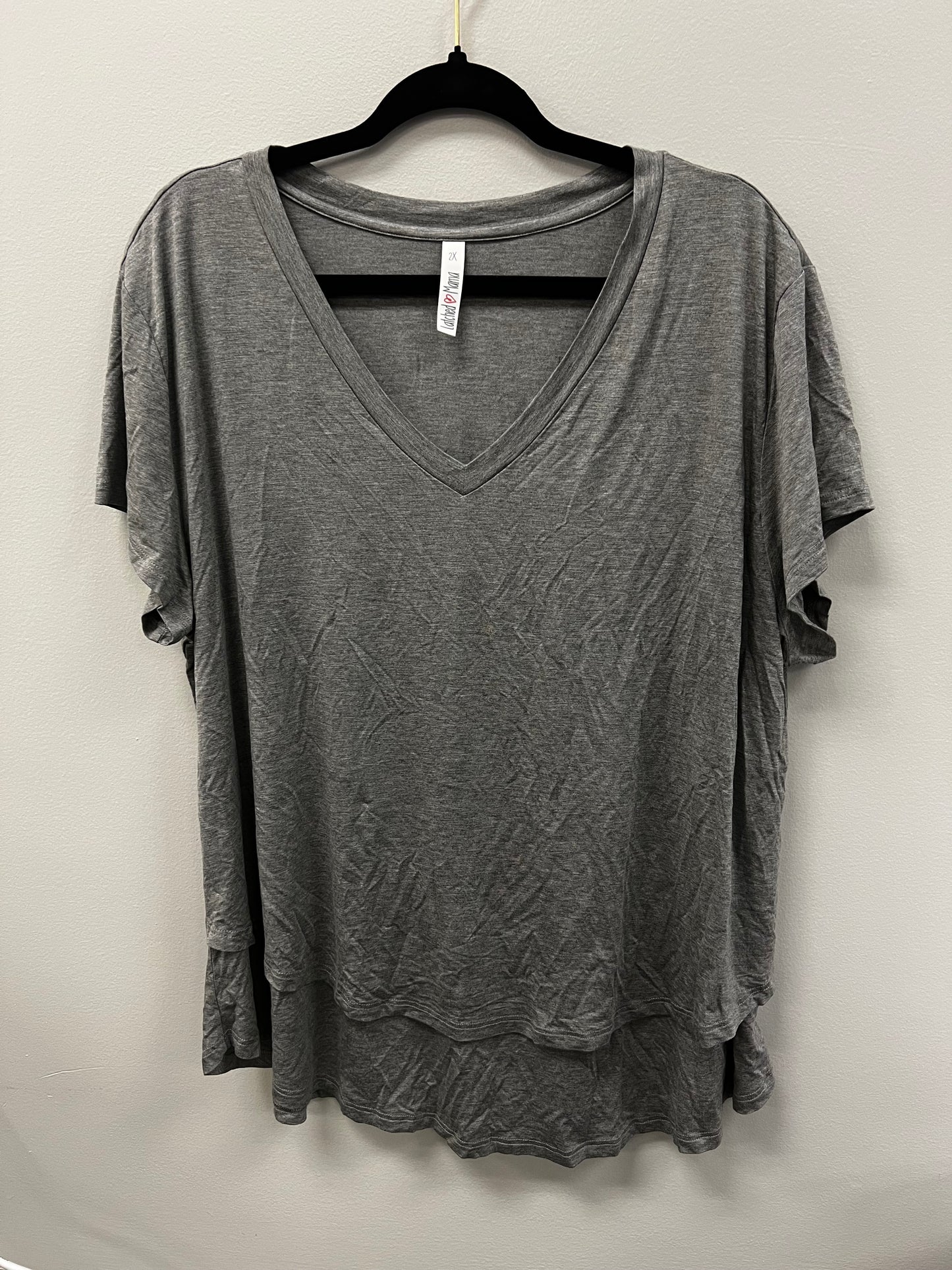 Outlet 5627 - V-Neck Boyfriend Nursing Tee - Light Grey - 2X