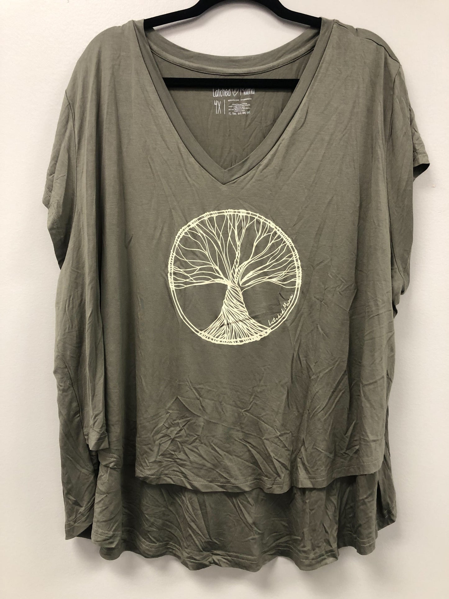 Outlet 5503 - Printed V-Neck Boyfriend Nursing Tee - Moss - 4X