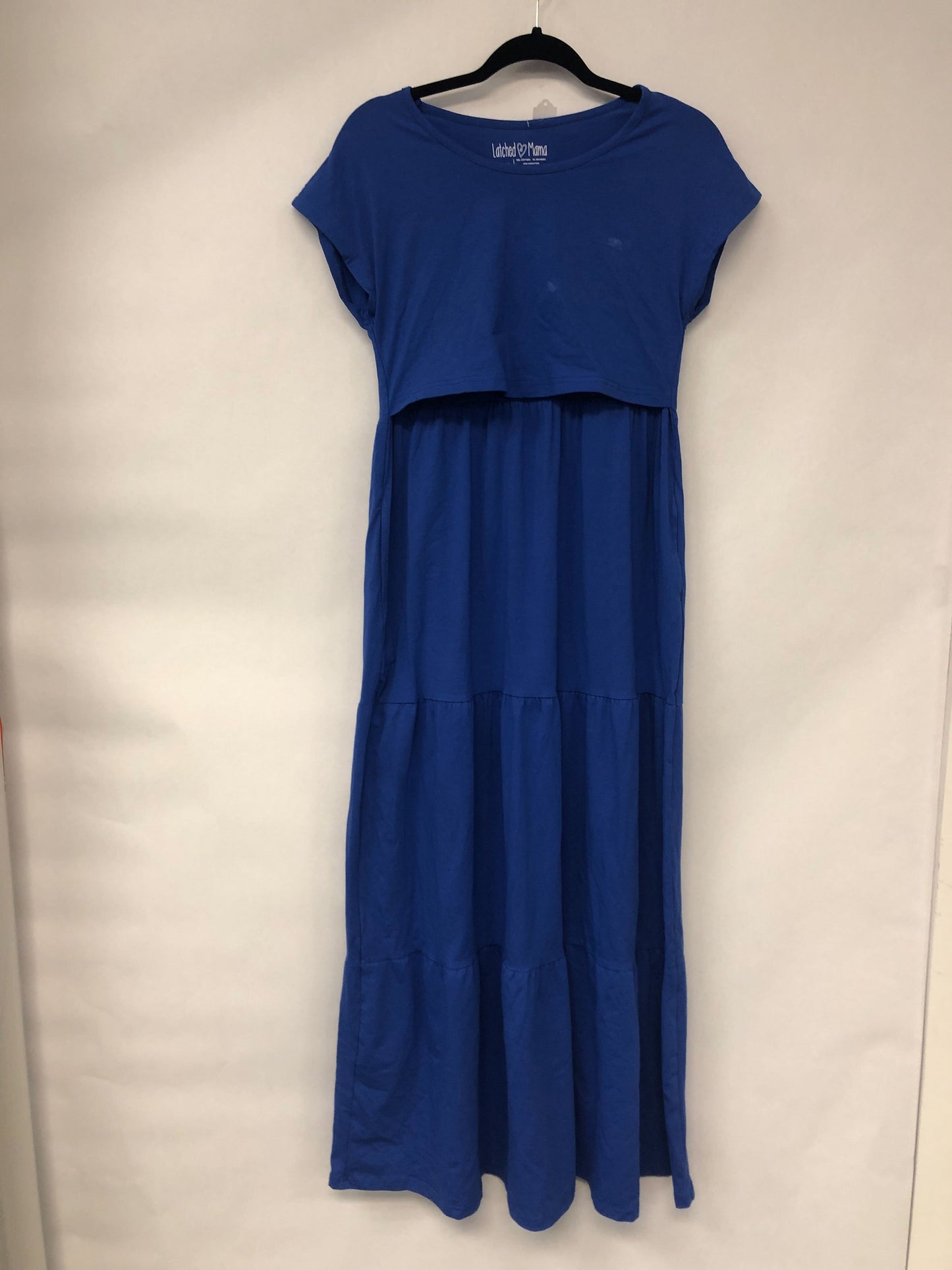 Outlet 6047 - Latched Mama Cotton Tiered T-Shirt Maxi Dress - Cobalt - Extra Small