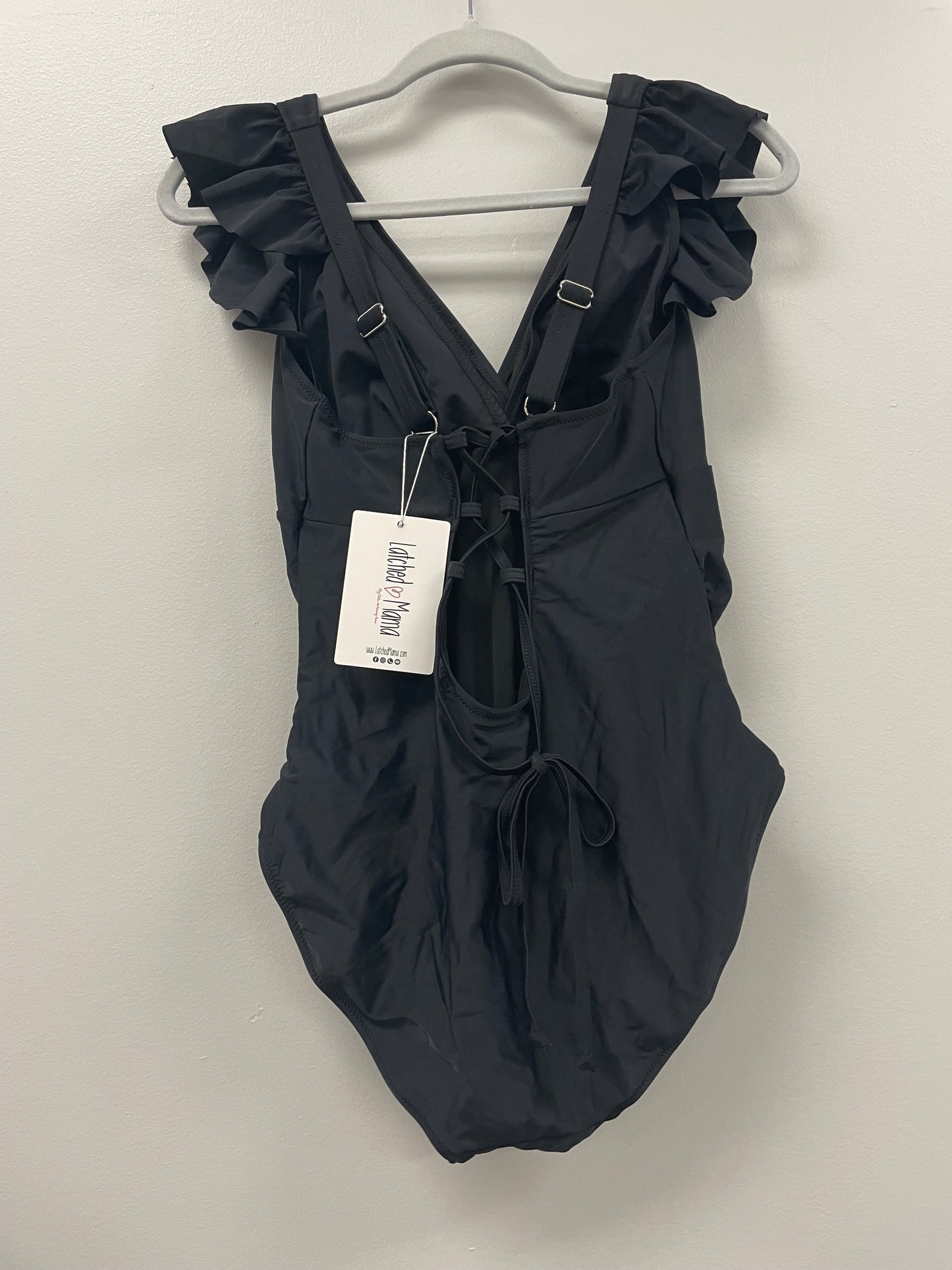 Outlet 5595 - Latched Mama Lace Up Nursing Swim One Piece - Black - Large