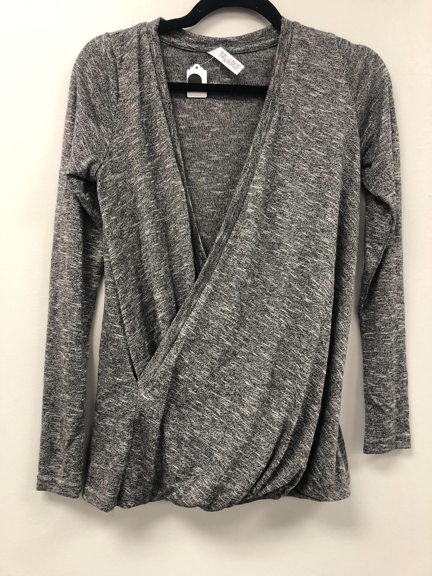 Outlet 5532 - Latched Mama Tie-Front Nursing Sweater - Dark Heathered Charcoal - Extra Small