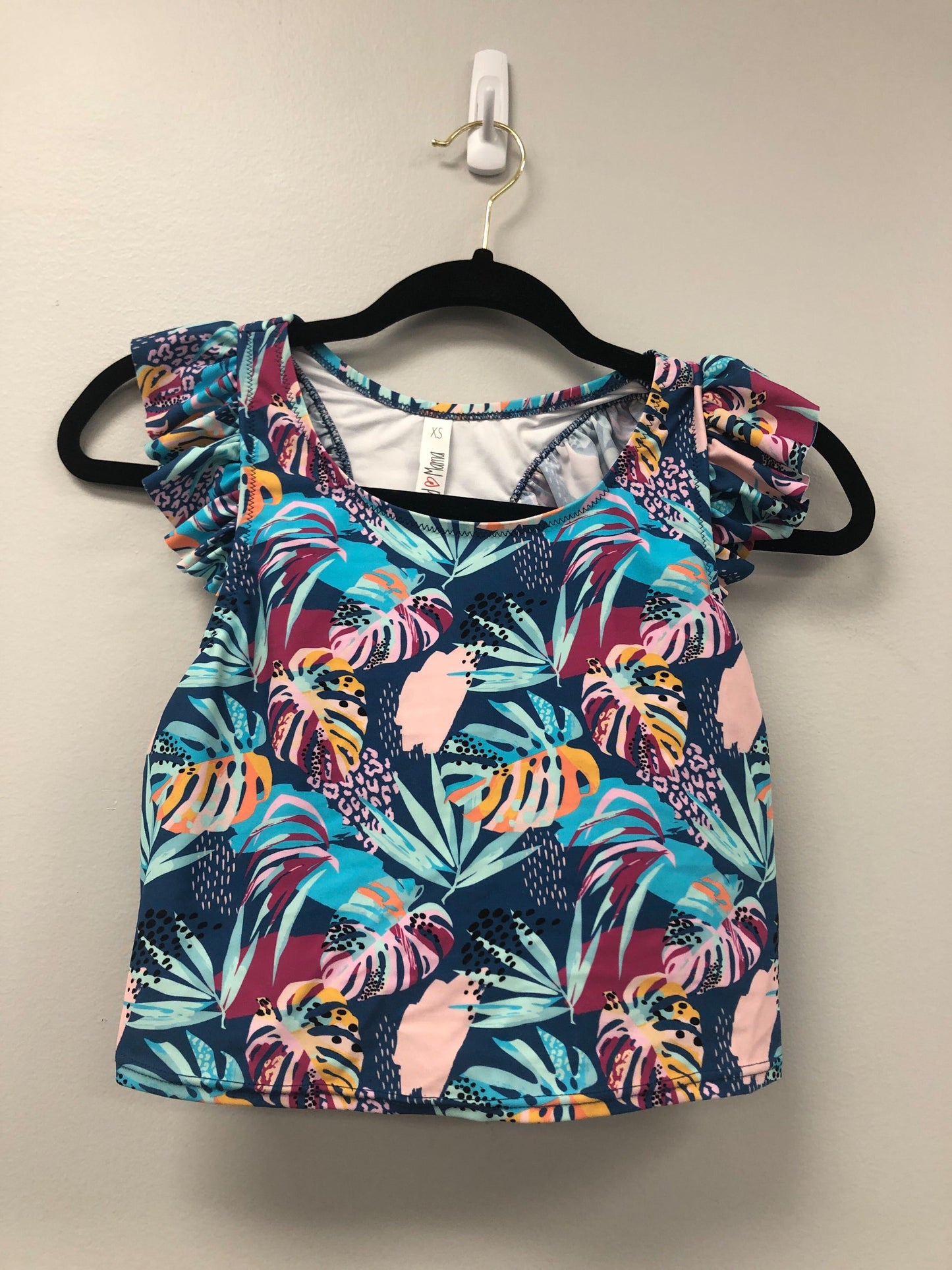 Outlet 5549 - Latched Mama Ruffle Nursing Swim Crop Top - Tropical Teal - Extra Small