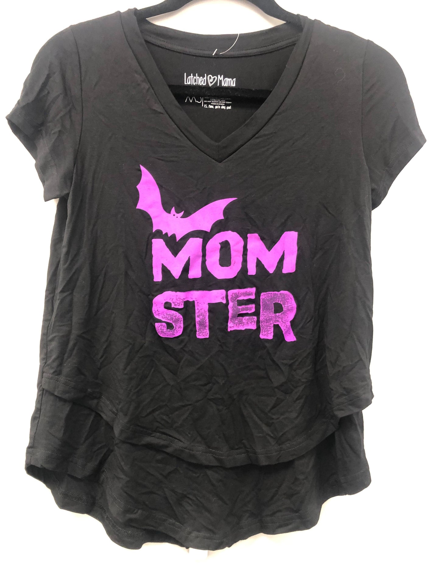 Outlet 5526 - V-Neck Boyfriend Nursing Tee - Black - Extra Extra Small