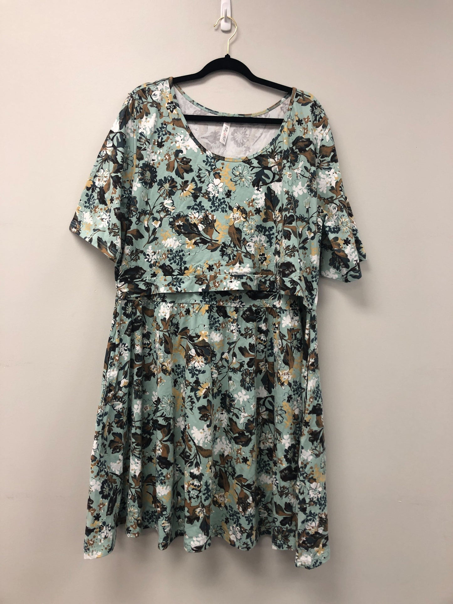 Outlet 5567 - Latched Mama Simple Cotton Nursing Dress - Freshwater - 3X