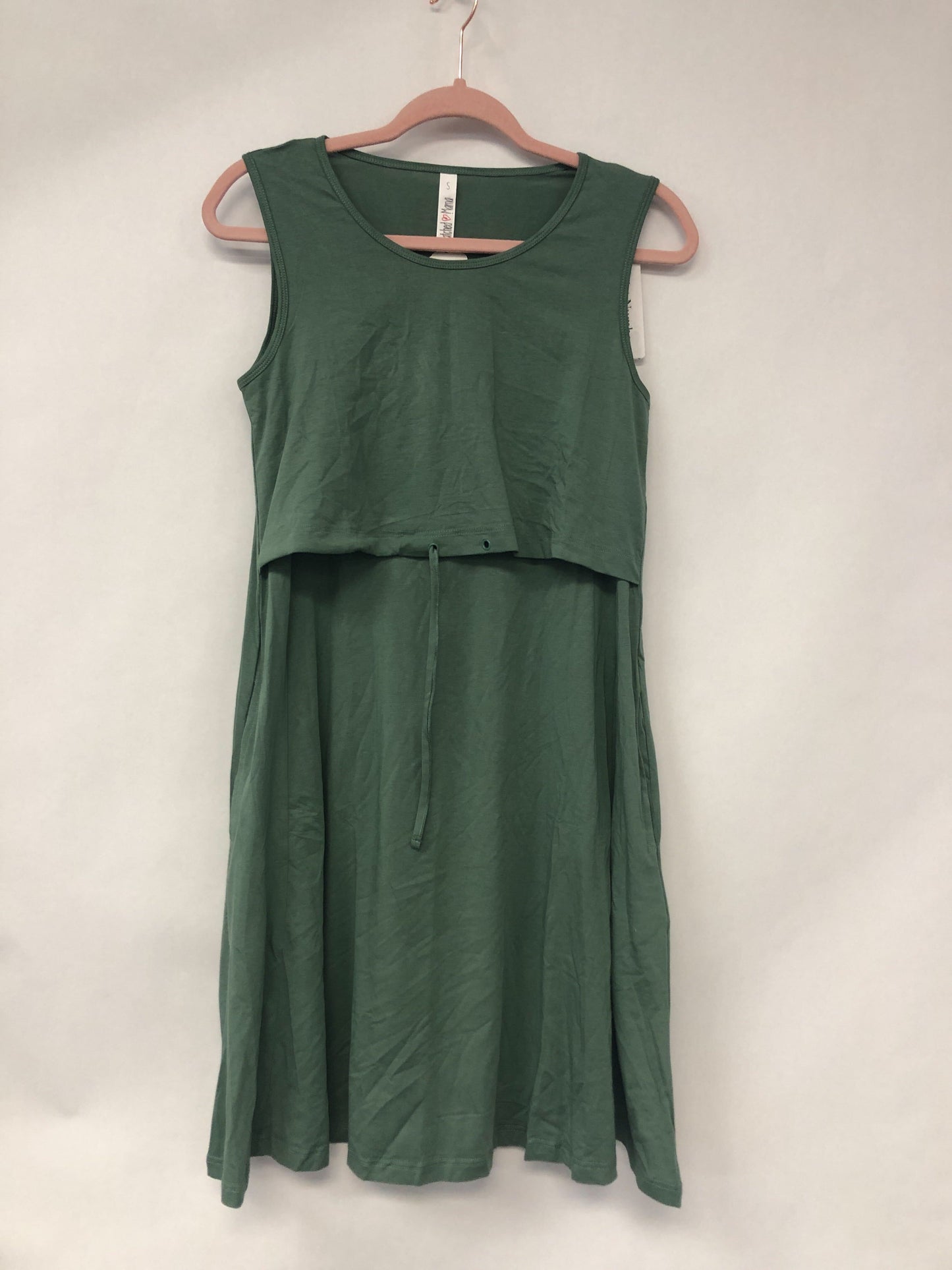 Outlet 6106 - Latched Mama Drawstring Tank Dress 2.0 - Fern - Small