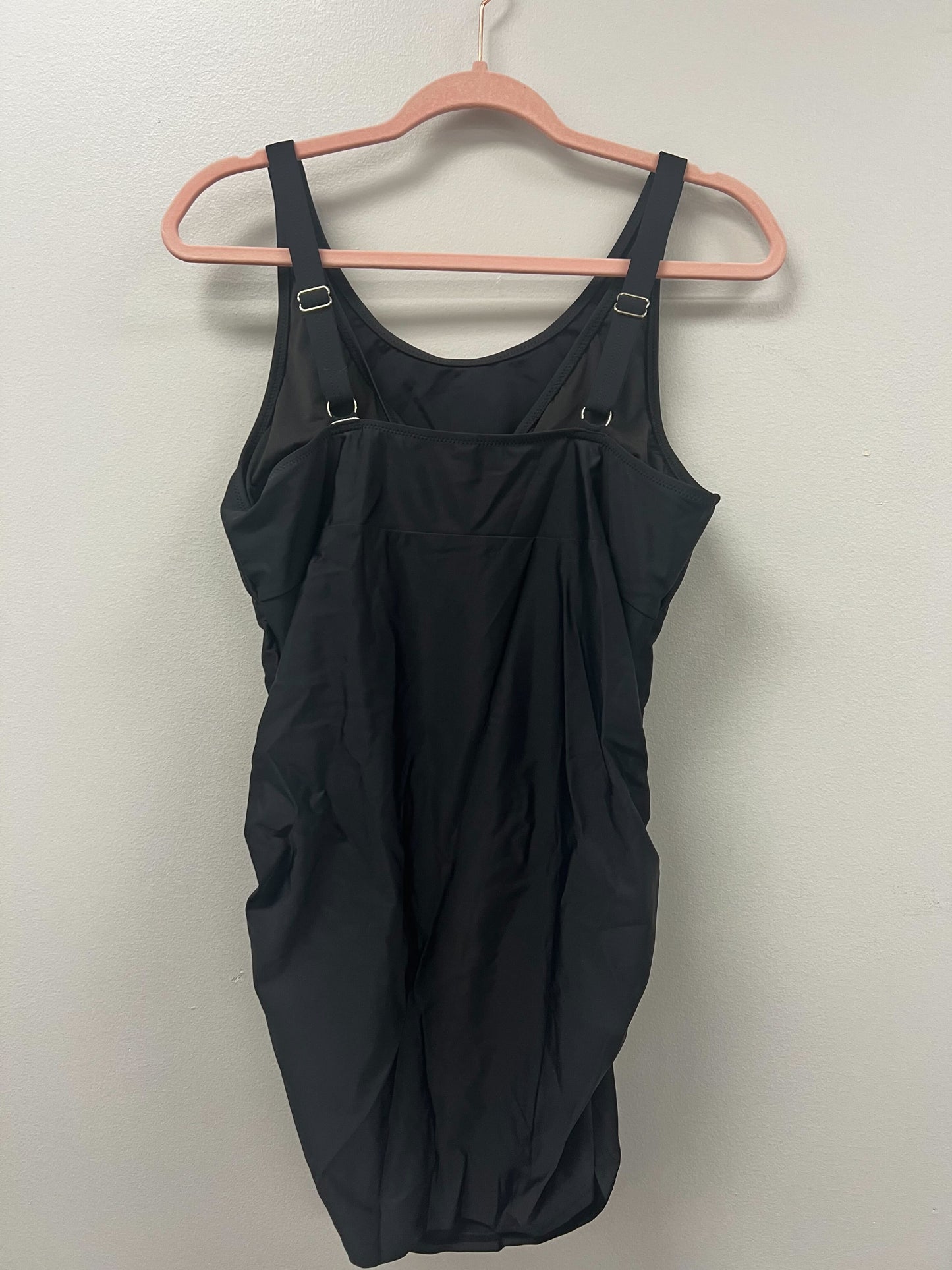 Outlet 5714 - Latched Mama Maternity & Postpartum Gathered Nursing Swim Tank - Black - Large