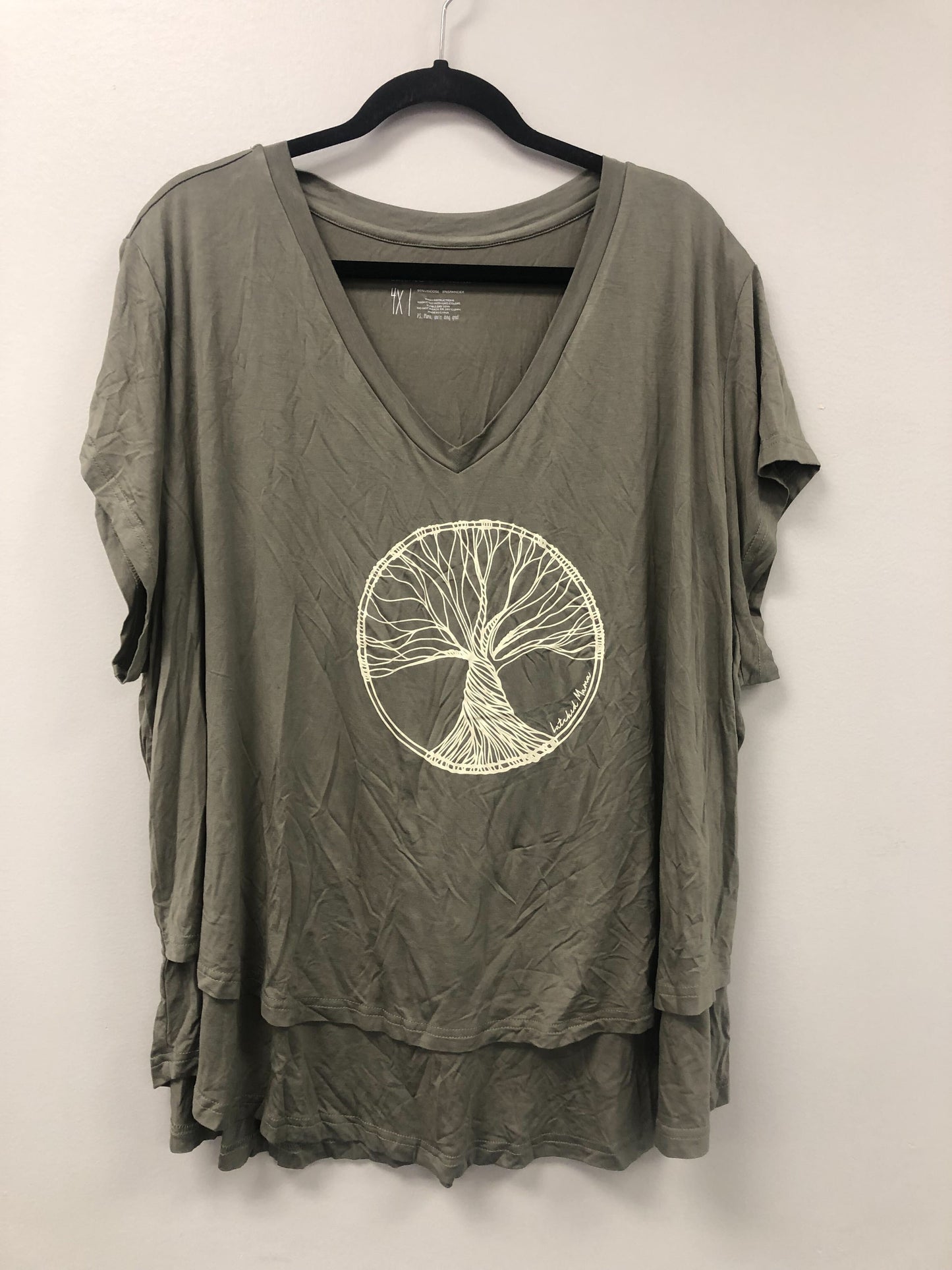 Outlet 5922 - V-Neck Boyfriend Nursing Tee - Tree Of Life - 4X