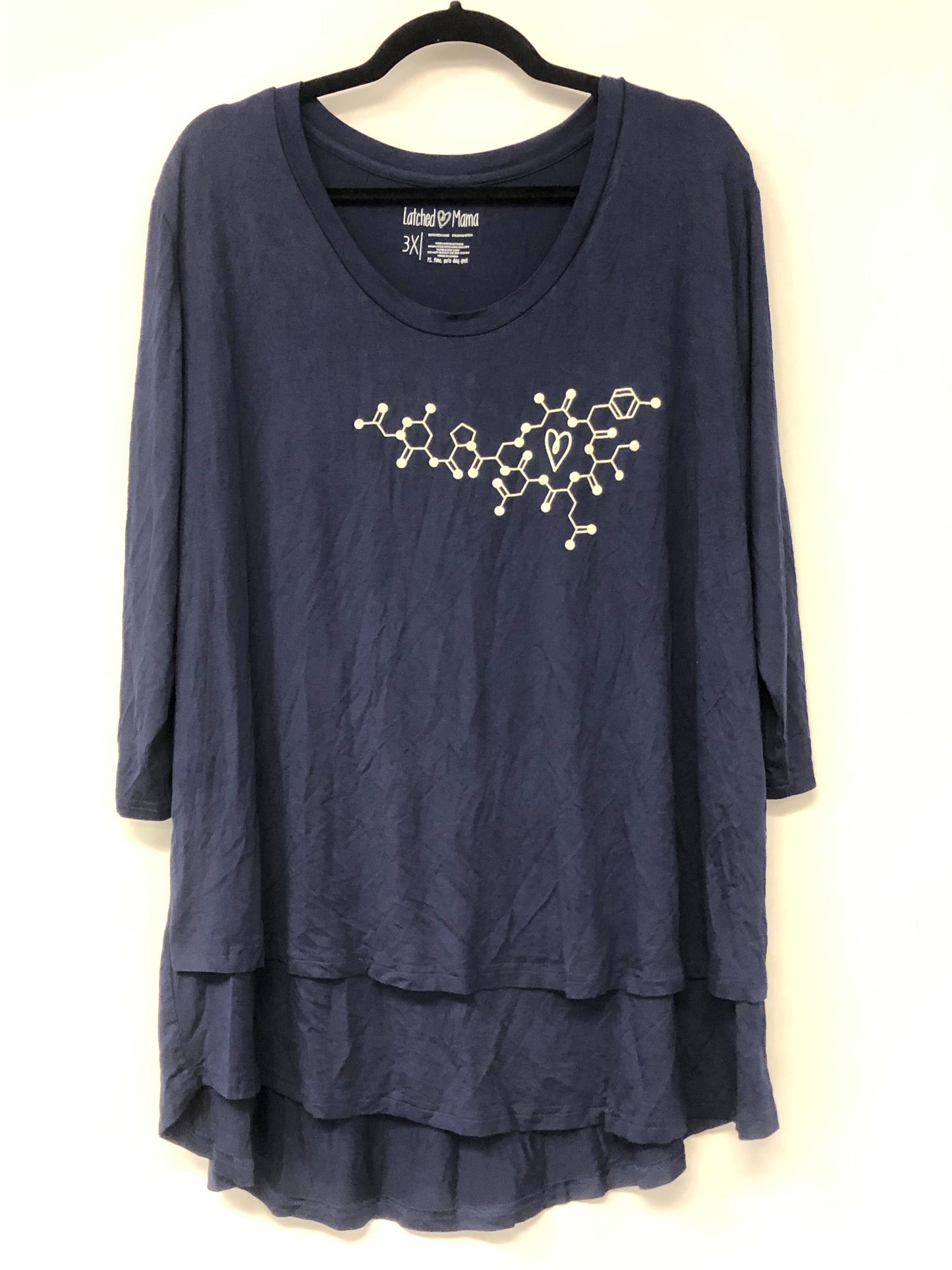 Outlet 6138 - Latched Mama Oxytocin Scoop Neck Nursing Top - Navy - 3X