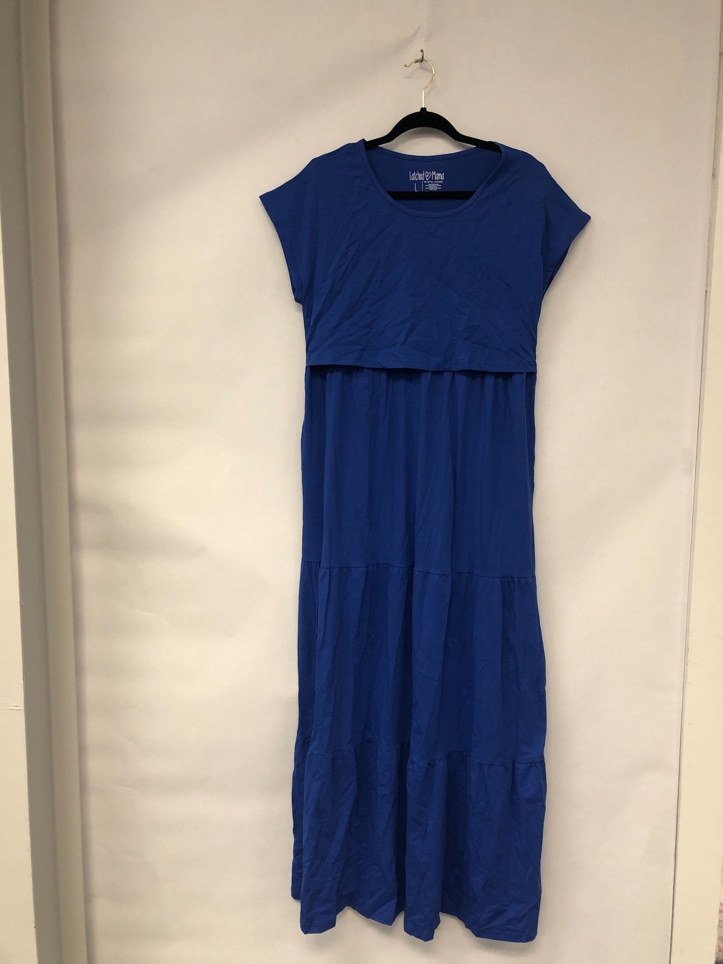 Outlet 6046 - Latched Mama Cotton Tiered T-Shirt Maxi Dress - Cobalt - Large