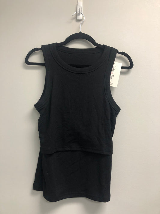 Outlet 7121 - Latched Mama Ribbed High Neck Nursing Tank - Black - Medium