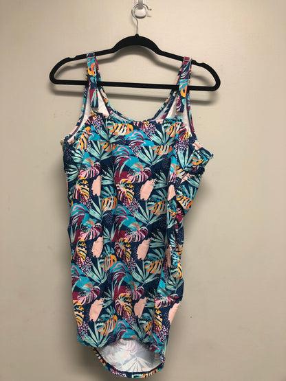 Outlet 6571 - Latched Mama Maternity & Postpartum Gathered Nursing Swim Tank - Final Sale - Tropical Teal - 1X