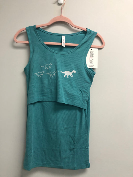 Outlet 6609 - Latched Mama Customized Mama with Kids Ribbed Nursing Tank - Teal - Extra Small