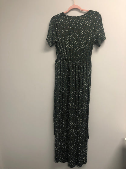 Outlet 6656 - Latched Mama Petal Maxi Nursing Dress - Olive Dots - Medium