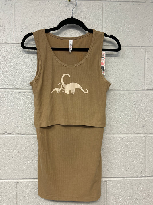 Outlet 7228 - Latched Mama Ribbed Nursing Tank - MOCHA STRIPE - Small