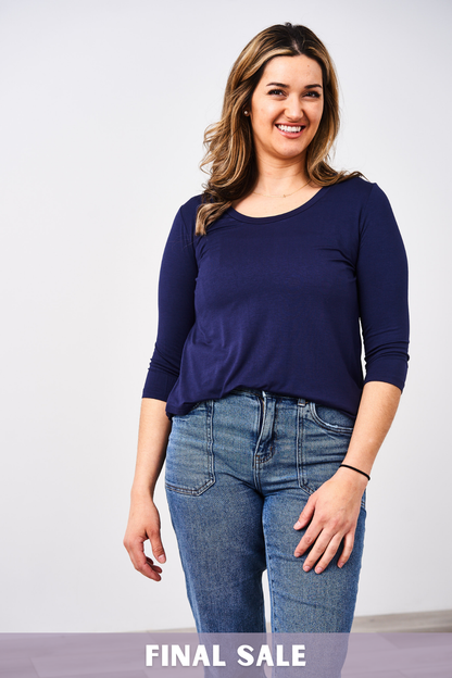Latched Mama 3/4 Sleeve Scoop Neck Nursing Top 2.0 - Final Sale