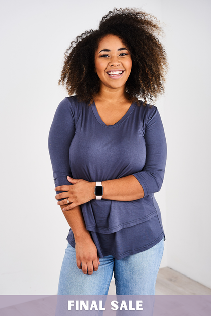 Latched Mama 3/4 Sleeve Scoop Neck Nursing Top 2.0 - Final Sale