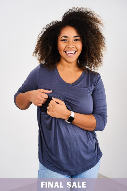 Latched Mama 3/4 Sleeve Scoop Neck Nursing Top 2.0 - Final Sale