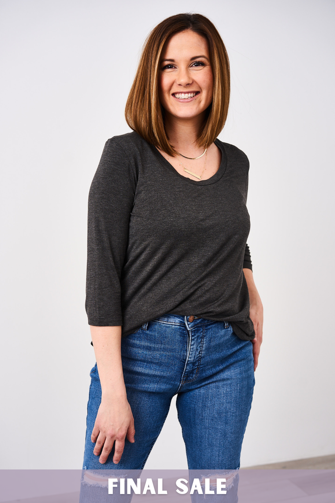Latched Mama 3/4 Sleeve Scoop Neck Nursing Top 2.0 - Final Sale