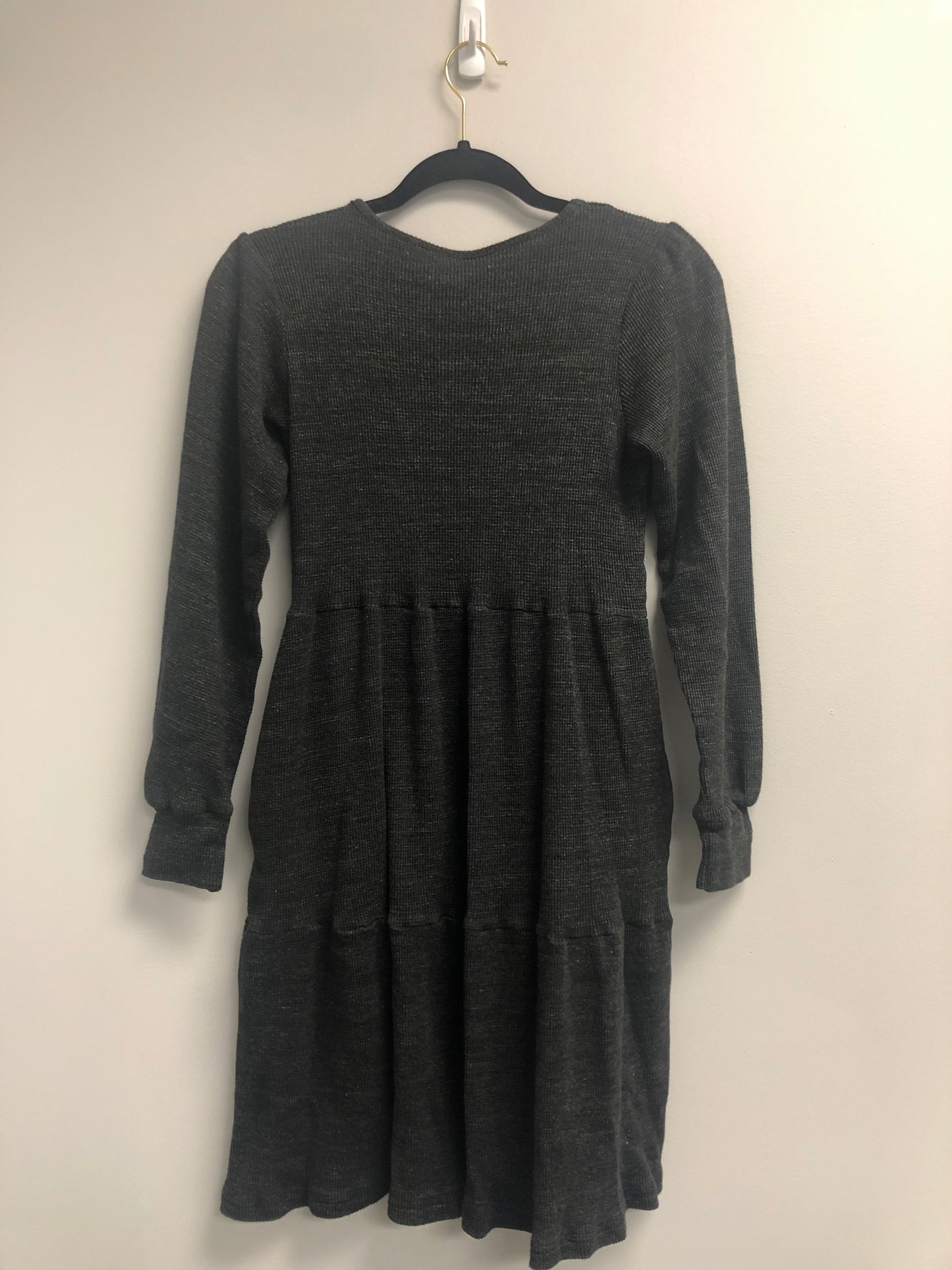 Outlet 6652 - Latched Mama Waffle Knit Nursing Dress - Dark Charcoal - Medium