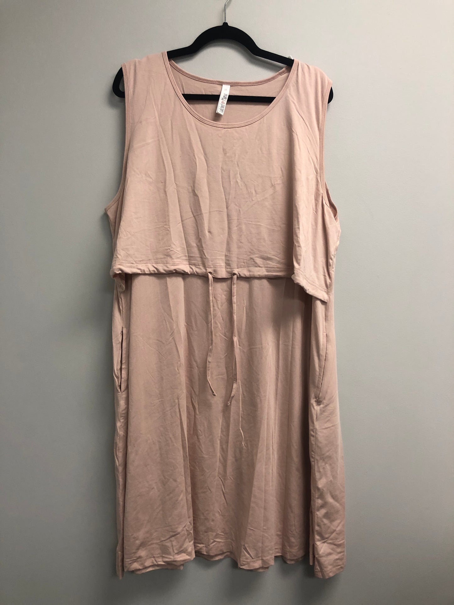 Outlet 7085 - Latched Mama Drawstring Tank Dress 2.0 - Blush - 2X