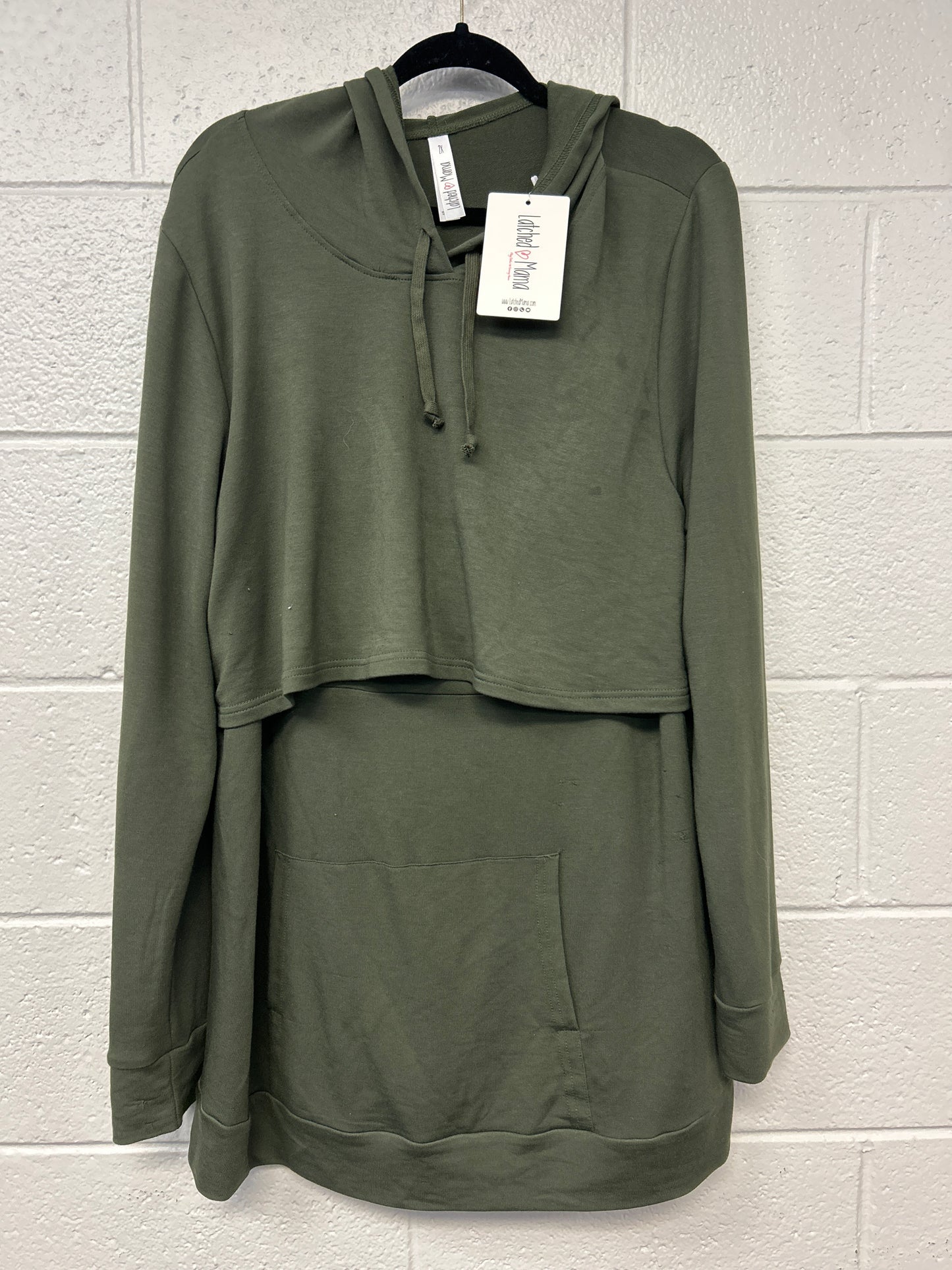 Outlet 7238 - Latched Mama Cloud Nursing Hoodie - HUNTER GREEN - 2X