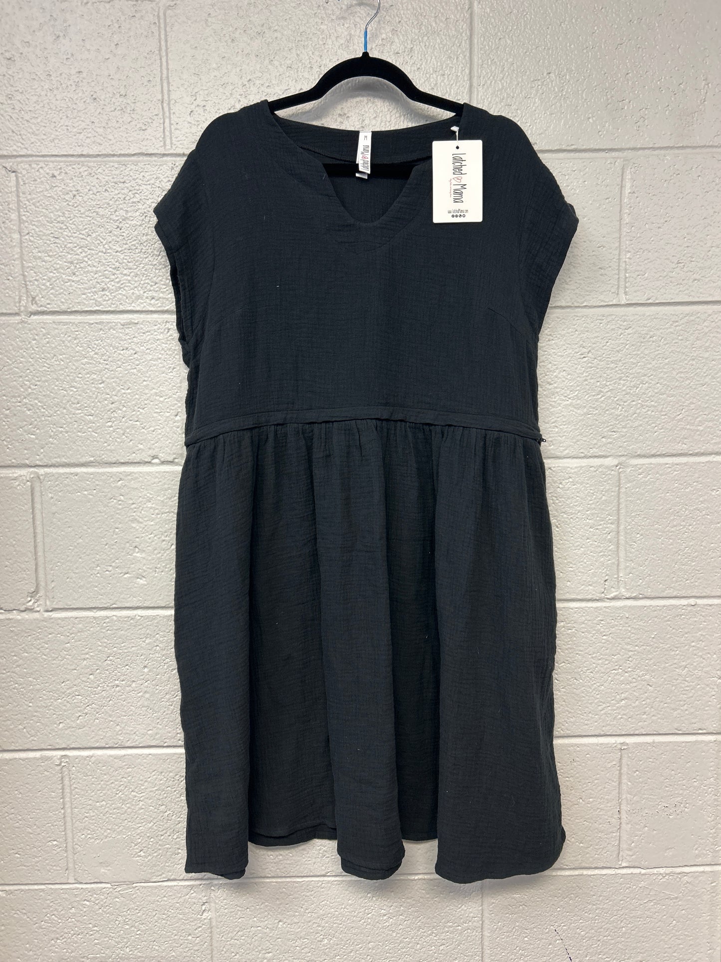 Outlet 7244 - Latched Mama Coastline Cotton Zip Nursing Dress - Black - Medium