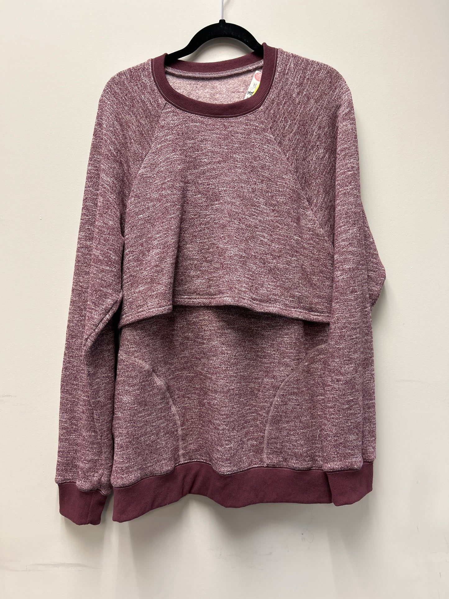 Outlet 7264 - Latched Mama Snuggle-Up Nursing Sweatshirt - HEATHERED MAROON - Large