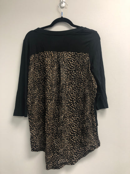 Outlet 6871 - Latched Mama 3/4 Sleeve Scoop Neck Woven Back Nursing Top - Black Leopard - Medium