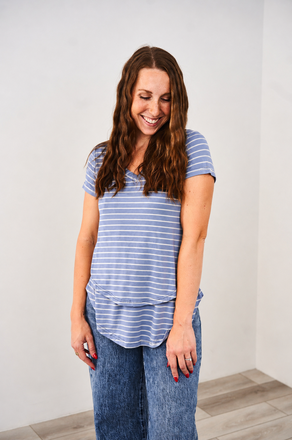 Printed V-Neck Boyfriend Nursing Tee