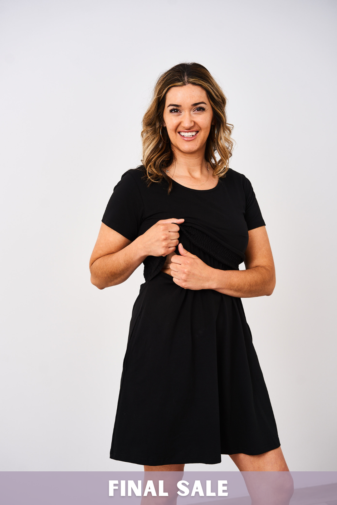 Latched Mama Ruched Waist Nursing Dress - Final Sale