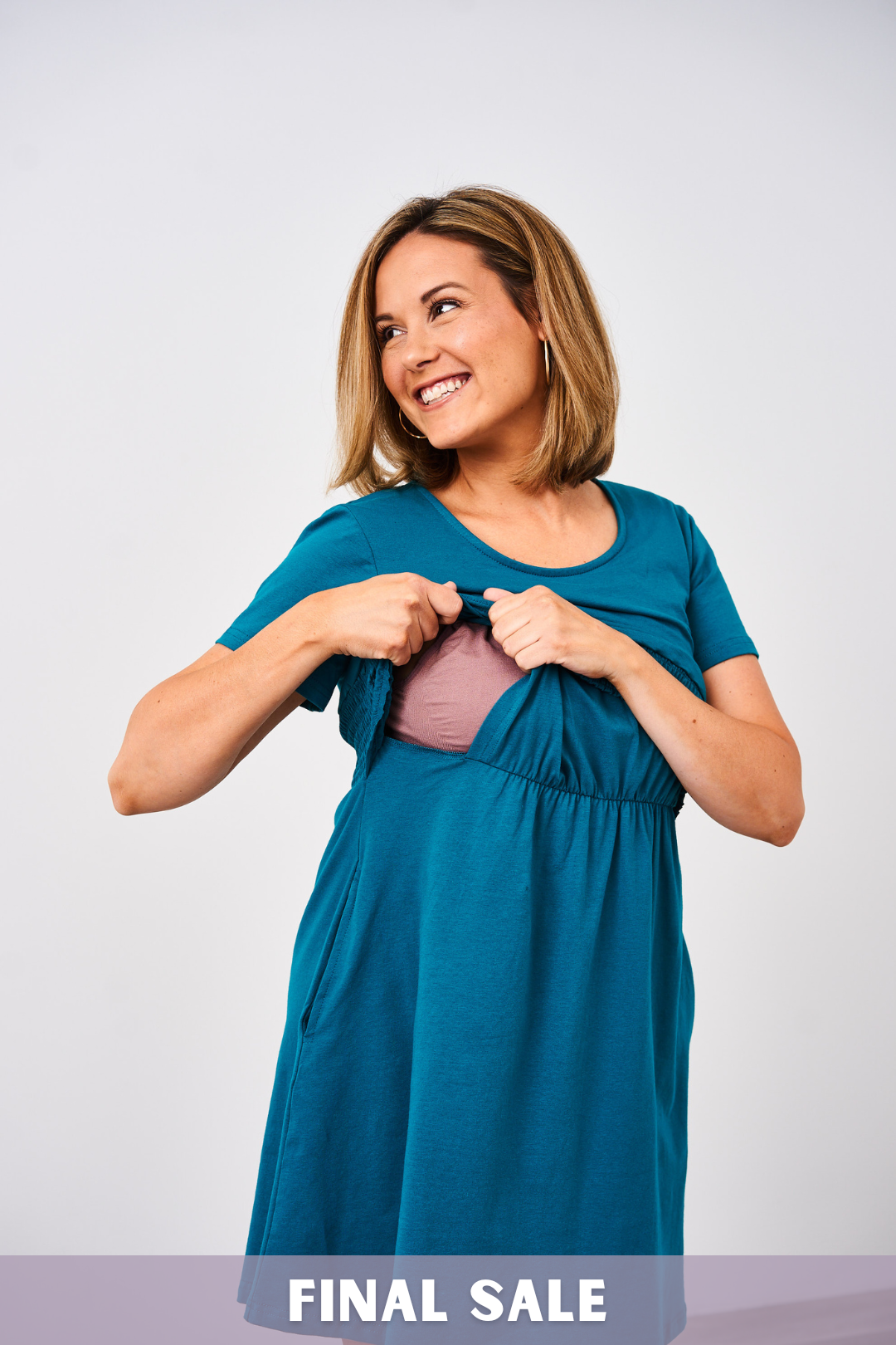 Latched Mama Ruched Waist Nursing Dress - Final Sale