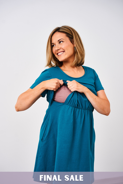 Latched Mama Ruched Waist Nursing Dress - Final Sale
