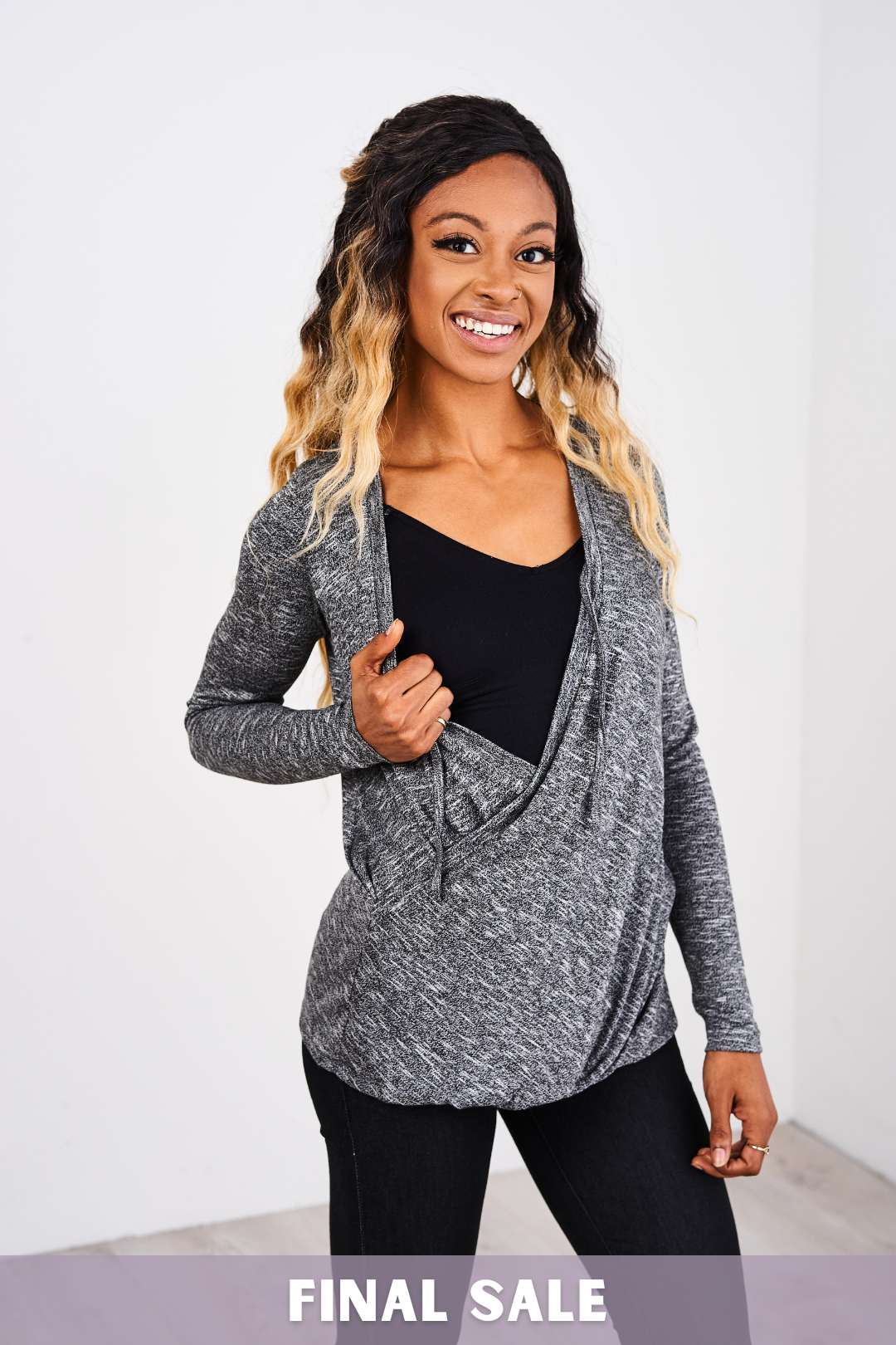 Latched Mama Tie-Front Nursing Sweater - Final Sale