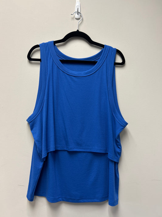 Outlet 7309 - Latched Mama Ribbed High Neck Nursing Tank - COBALT - 2X