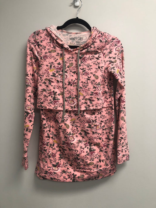 Outlet 6814 - Latched Mama Lightweight Cotton Nursing Hoodie - Final Sale - Blushing Blooms - Extra Extra Small