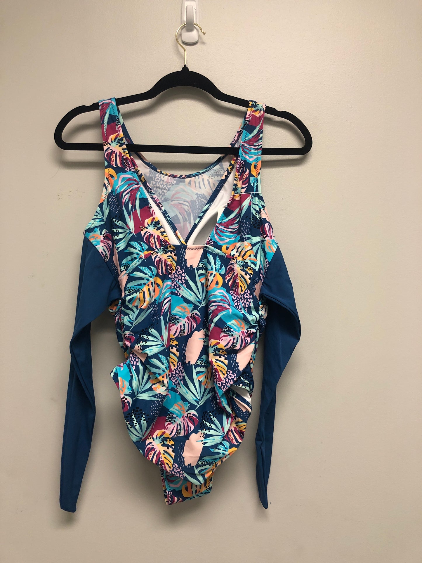 Outlet 6591 - Latched Mama Tie Back Nursing Swim One Piece - Final Sale - Tropical Teal - Medium
