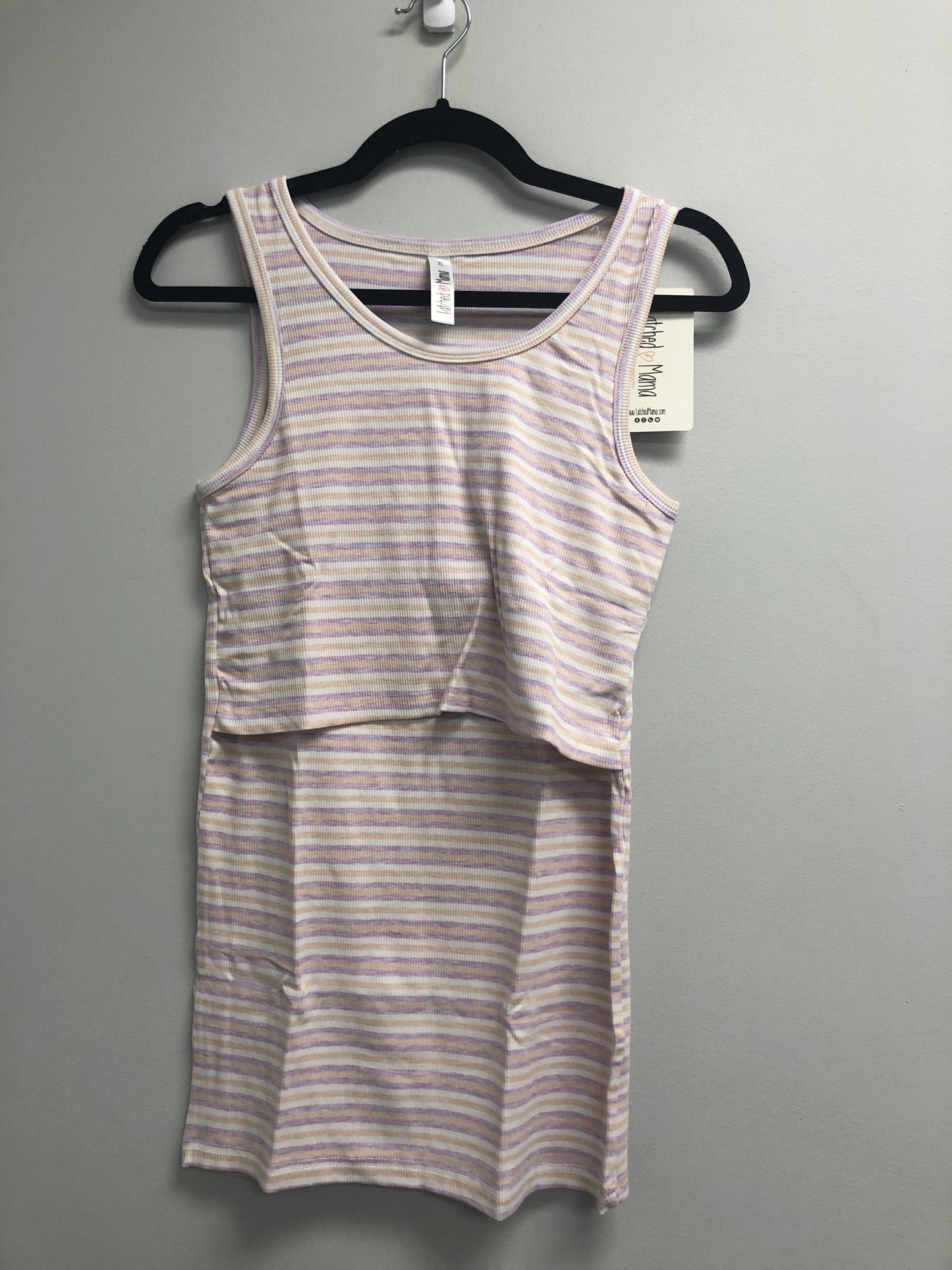 Outlet 6820 - Latched Mama Ribbed Nursing Tank - Lilac/Wheat/Cream - Extra Small