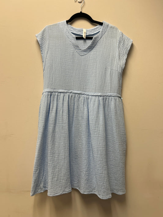 Outlet 7283 - Latched Mama Coastline Cotton Zip Nursing Dress- Final Sale - SKYBLUE - Extra Small