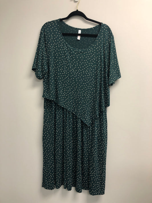 Outlet 6976 - Latched Mama Essential Boardwalk Nursing Dress - Forest Green Dots - 2X