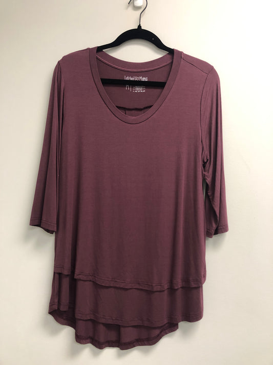 Outlet 6772 - Latched Mama 3/4 Sleeve Scoop Neck Nursing Top 2.0 - Wine - Medium