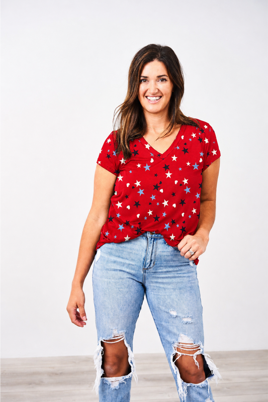 Latched Mama Stars & Hearts Boyfriend Nursing Tee